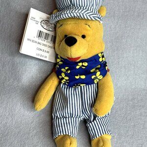 Choo Choo Pooh Winnie The Pooh Conductor Train Disney Store Bean Bag 8" Plush